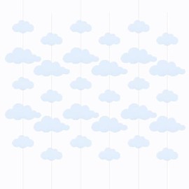 SaktopDeco 6 Pack Cloud Garland White Cloud Felt Banner Hanging Cloud Wall Ceiling Decor Cloud Baby Shower Sky Theme Party Decorations