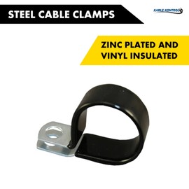 Kable Kontrol 100 Pack 1/4 Inch Steel Cable Clamps, Zinc Plated Wire Clamp, Vinyl Coated Insulated, Cable Management for Hose, Steel Pipe, Wires, Cords, Conduits, Construction and Automotive
