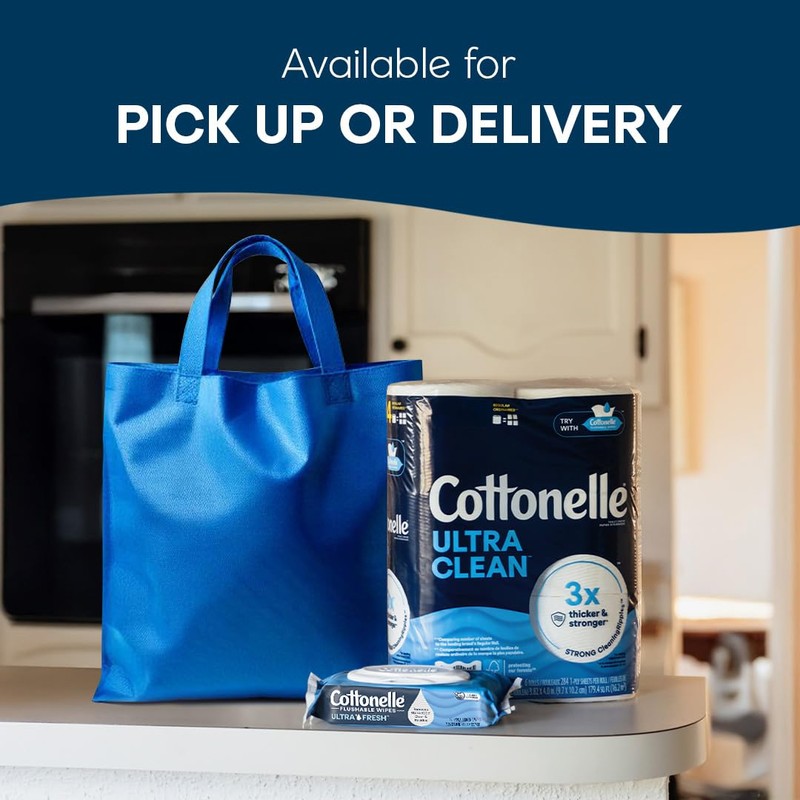 Cottonelle XL Flushable Wet Wipes, Adult Wipes Large, 2 Flip-Top