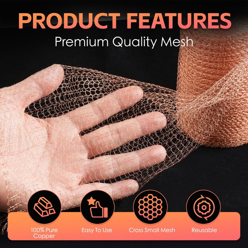 Copper Mesh Rodent Control Kit - 5 in x 105