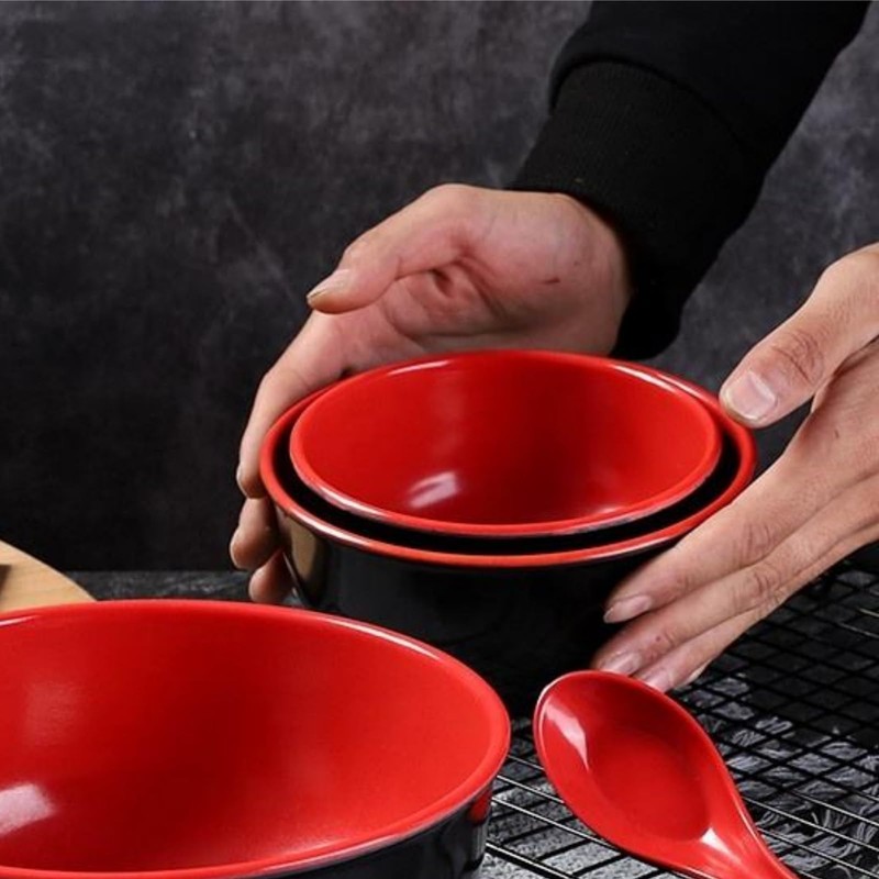 FISDEN 10 Pack Miso Soup Bowl with Spoon, Unbreakable Melamine