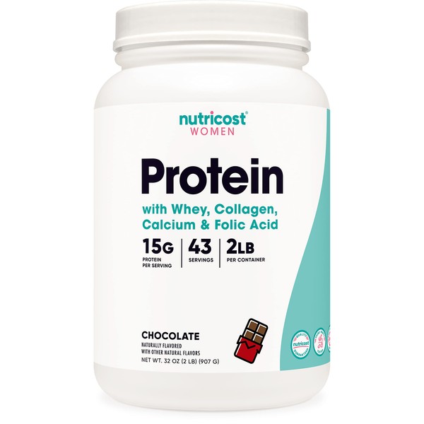 Nutricost Protein for Women Chocolate, 2 LB - Collagen, Whey, Folic Acid, Biotin, Calcium