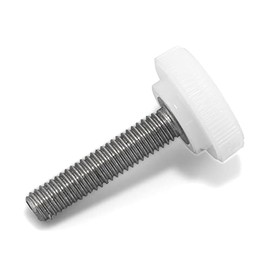 #10-32 x 7/8" Thumb Screw Stainless Steel - White Knurled Round Plastic Knob - Fine Thread Thumbscrew - Length: 0.875" - Proudly Built in USA - Package of (25)