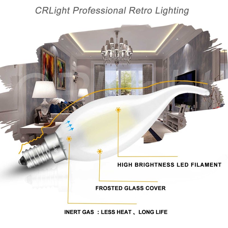 CRLight 2W 4000K LED Candelabra Bulb Daylight White Glow 10