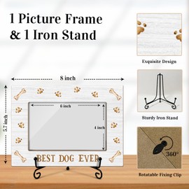 Dog Memorial Picture Frame Dog Picture Frame, Wooden Photo Frame For Dog Lover, Dog Memorial Gifts for Dog Owner, 4x6 Photo Frame For Tabletop Display, Home Office Table Decor -014