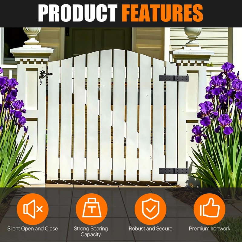 Lainballow 4 Pcs Heavy Duty Gate Hinges, Black Door Hinges,