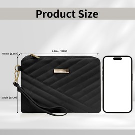 AdiStylinno Women’s Wristlet Wallets, Ladies Leather Large Capacity Phone Purse, Slim Zipper Clutch Handbag with Wrist Strap (Black)