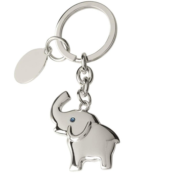 SILBERKANNE Elephant Keyring with Engraving Plate 9 x 4 cm