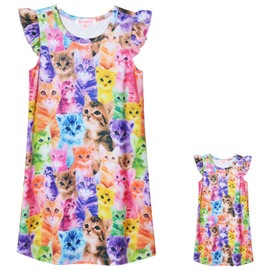 QPANCY Cat Nightgowns Matching Princess Girls& American Dolls Pajamas Pjs 10 11