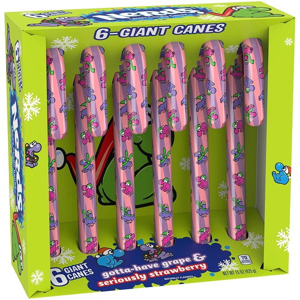 Nerds Giant Holiday Candy Canes (6 Giant Candy Canes)
