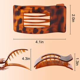 Vovii 6 Pack Flat Hair Claws Clips for Women, Large Extra Strong & Thick Clips for Thick Fine Hair Styling, Secure Hair Hold Brown White