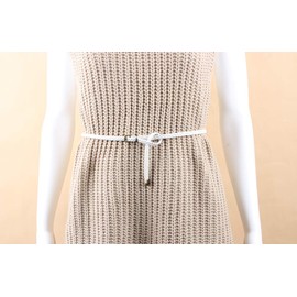 Nureinss Women's Braided Thin Woven Waist Belt for Dress - White