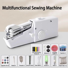 Handheld Sewing Machine, Quick Sew Portable Sewing Machine, Mini Handheld Sewing Machine, Home Sewing Machine for DIY, Fabric, Clothes, Home and Travel, White