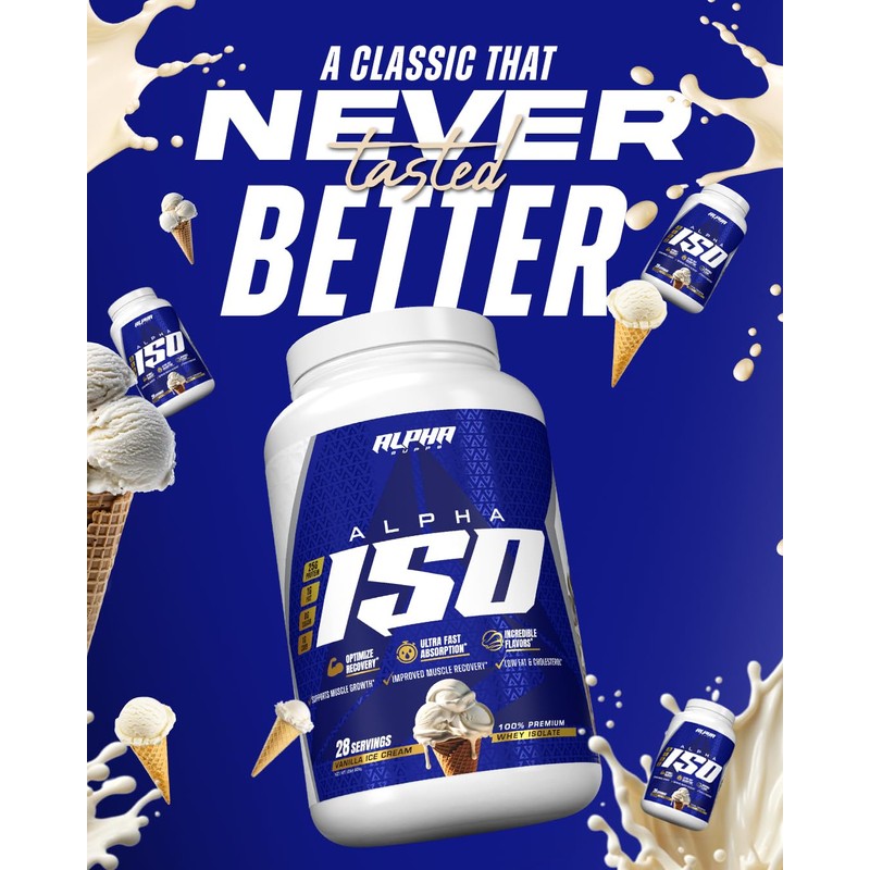 Alpha Supps ISO, Low Carb 100% Whey Protein Isolate Powder,