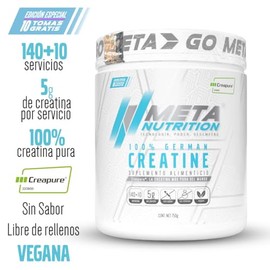 Meta Nutrition Creatina Monohidratada Alemana Creapure 750g 140 Servicios Edición Limitada Alta Pureza Libre Rellenos