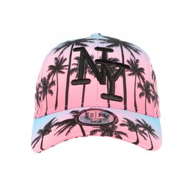 NY Pink and Blue Tropical Fashion Sunset Baseball Cap - Size: One Size - Colour: Pink - Unisex, Pink, One Size, pink
