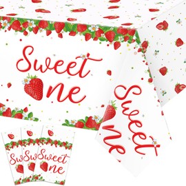 3 Pack Strawberry Tablecloths Plastic Strawberry Table Cover Strawberry Birthday Party Decorations Rectangle Summer Fruit Tablecloths for Girls Sweet One Party Baby Shower Decor Supplies 54 x 108 Inch