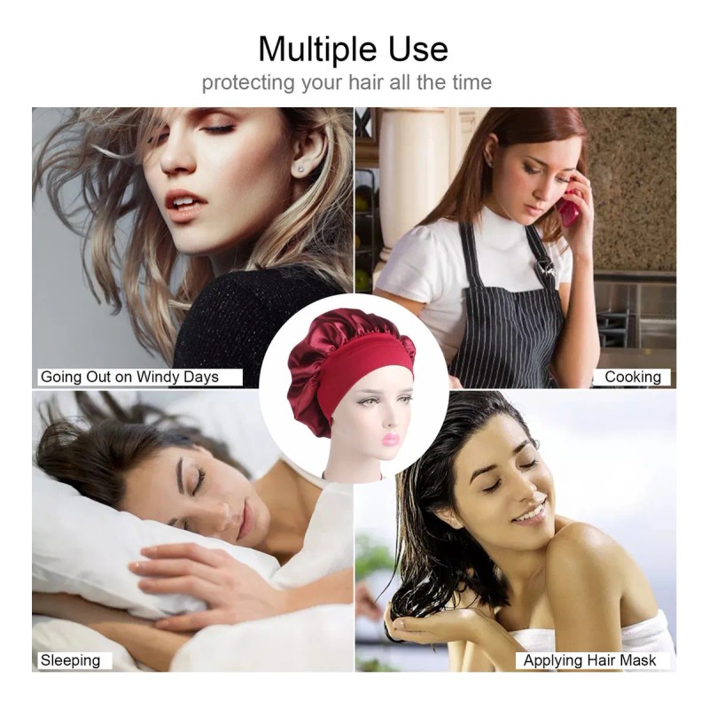Gorro Dormir Bonnet Mujer Cabello Largo Rizado