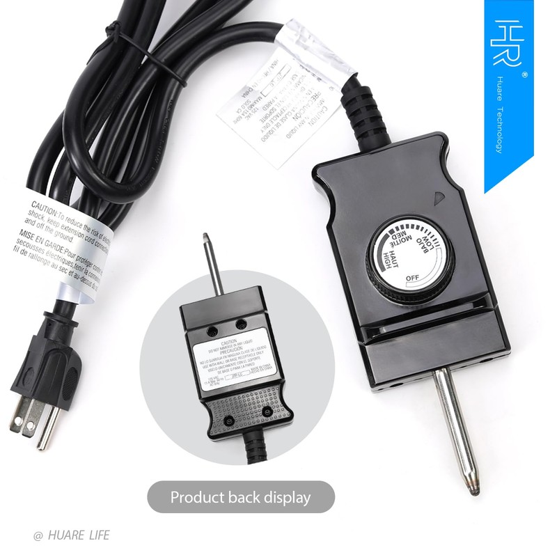Adjustable Thermostat Control Power Cord for Masterbuilt, Royal Gourmet, Analog