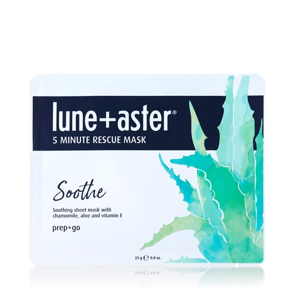 Lune+Aster 5 Minute Rescue Mask - Soothe- Detoxifying sheet mask helps to cleanse skin and remove impurities in 5-10 minutes.