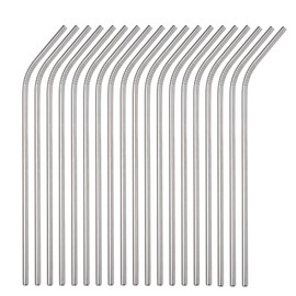 Sunwinc 200 Pack Bent Metal Straws,8.5Inch Reusable Drinking Stainless Steel Straws For Wholesale for 20oz Tumblers Yeti Cups Travel Mugs,Eco-Friendly Dishwasher Safe (200Pack Bent-Silver 8.5")