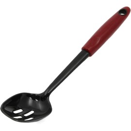 Rocky Mountain Goods 12-Inch Red Nylon Slotted Spoon – Heat Resistant Cook Spoon, Non-Stick Safe – For Cooking, Stirring Soups, Stews, Poach Eggs, Salads - Withstands 450°F -Durable Plastic Nylon