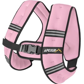 APEXUP Weighted Vest with 5lbs/10lbs/15lbs/20lbs/25lbs/30lbs Weights and Reflective Stripe, Weight Vest Men Women for Workout, Strength Training, Running (Pastel Pink, 10lbs)