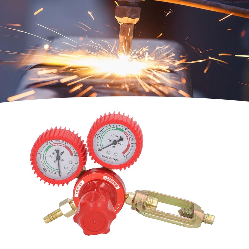 Acetylene Pressure Reducer 8mm Inlet Port Dual Display Shockproof Acetylene