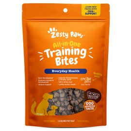 Zesty Paws Training Treats for Dogs & Puppies - Hip, Joint & Muscle Health - Immune, Brain, Heart, Skin & Coat Support - Bites with Fish Oil Omega 3 Fatty Acids with EPA & DHA - Bacon Flavor – 8oz