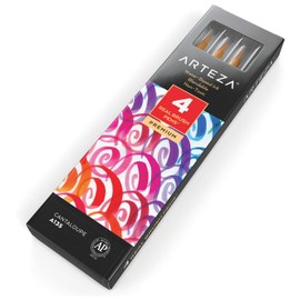 Arteza Real Brush Pens, A135 Cantaloupe, Pack of 4, Watercolor Pens with Nylon Brush Tips, Art Supplies for Dry-Brush Painting, Sketching, Coloring & Calligraphy