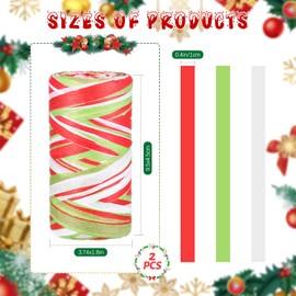 Shappy 2 Rolls Christmas Raffia Ribbon 524 Feet Matte Paper Craft Ribbon Packing Paper Twine Raffia Yarn for Xmas Gifts Wrapping Party Festival Holiday Decor(Light Green, Red, White)