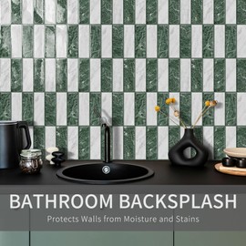 10 Sheets Subway Tile Peel and Stick Backsplash,12”×12”Green Mosaic Self Adhesive Wall Tiles Stick on Back Splash for Kitchen,Bathroom,Camper