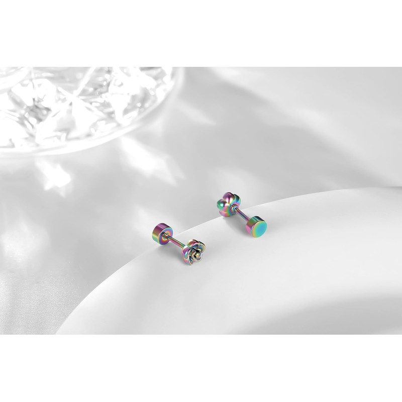 Onnzin Titanium Earrings,Hypoallergenic Rose Earrings for Sensitive Ears