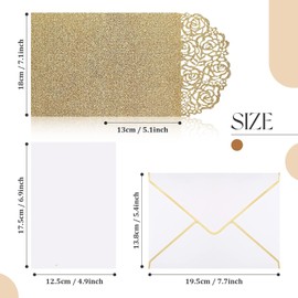 Wedding Pop-up Card Set, 3D Greeting Anniversary Romantic Congratulations with Envelope for Bride and Groom Valentine's Day Engagement Party Supplies (Gold)