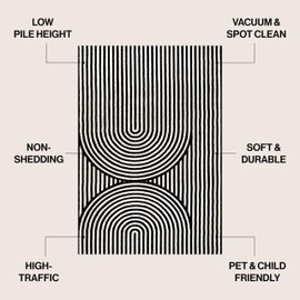 JONATHAN Y SCN109C-3 Sofia MidCentury Modern Arch Stripe Two-Tone High-Low Black/White 3 ft. x 5 ft. Area Rug Indoor, Non-Shedding, Stain Resistant, Easy Cleaning for Bedroom, Living Room, Kitchen