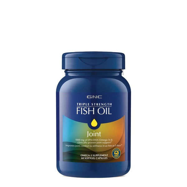GNC Triple Strength Fish Oil Plus Joint | 1000 mg of EPA/DHA Omega-3s, Improves Joint Comfort and Stiffness | 60 Softgels
