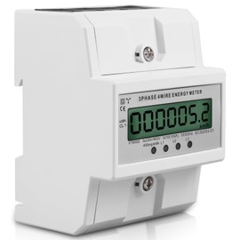 3 Phase Electricity Meter, 100 A Three-Phase Meter, Calibrated Electricity Meter with LCD Display, 50/60 Hz Digital Electricity Meter, Three-Current Meter, DIN Rail for DIN Rail Intermediate Meter