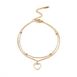 FineryGal Gold Stackable Heart Bracelet for Women Elegant Wristlet Gift Wristband Family Friends Graduation Birthday Anniversary