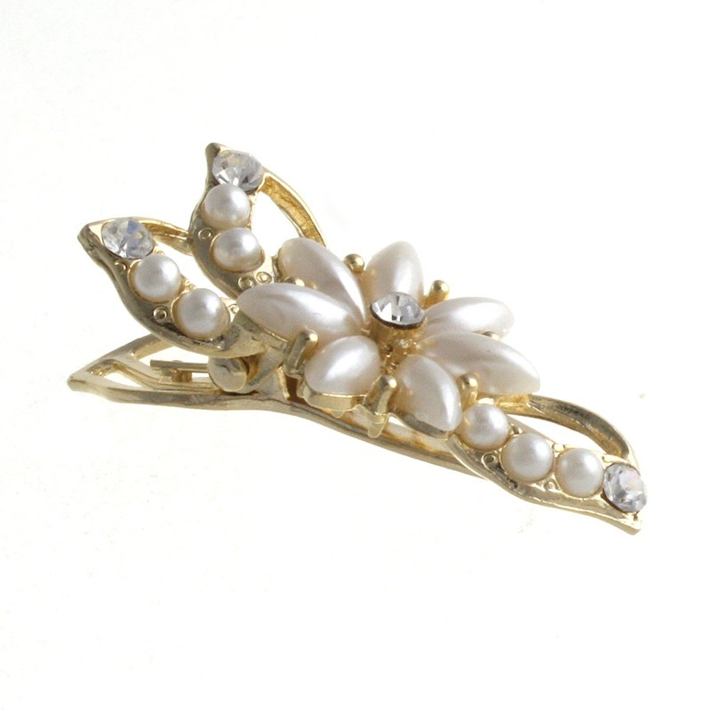 VingTAINE H-634 Elegant Flower Mini Hair Clip, Pearl, Flower Hair