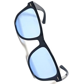 Bliss Leather Wellington Sunglasses, Unisex, Stylish, UV Protection, Ultra Lightweight, Large Lenses, black and light blue