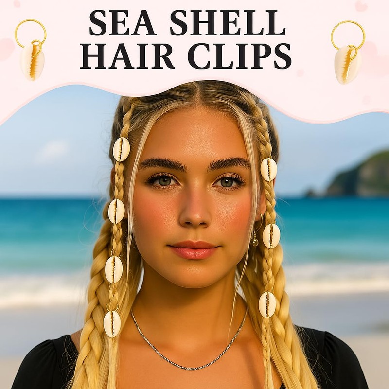 32 Pcs Seashell Hair Accessories, DIY Cowrie Sea Shell Hair