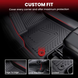 LASFIT Floor Mats for Rivian R1T 2025, All Weather Floor Liner TPE Custom Fit Car Mats for Rivian R1T 1st & 2nd Row Rubber Mats, Black,Tasteless, Durable and Easy to Clean