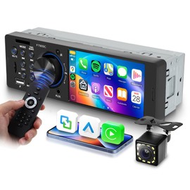 Single Din Car Stereo with CarPlay Android Auto, Touch Screen Car Audio Receiver with Bluetooth 1 Din, Driauto 4 Inch Car Radio MP5 Player Support FM/RDS Mirror Link USB/TF/AUX/SWC, Backup Camera