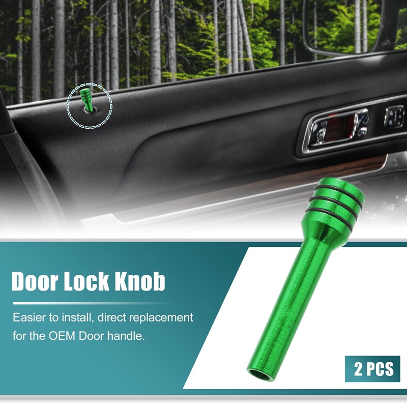 X AUTOHAUX 2pcs Car Door Lock Knobs Interior Aluminum Alloy