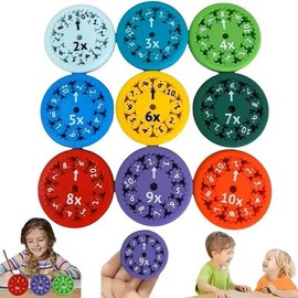 Vinie Math Fidget Spinner, Math Facts Fidget Spinners, Multiplication Fidget Spinner, Math Fidget Toy for Multiplication Division, Math Learning & Education Toys for Kids Adults, Numberblocks (9Pcs)