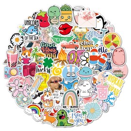 100 PCS Aesthetic Stickers Pack - Cute Vinyl Waterproof Stickers for Water Bottles, Scrapbook, Notebook, Laptop, Suitcase, Guitar, Skateboard