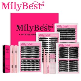 MilyBest 4 Styles Lash Clusters Kit,1 Set Mixed Length Individval Eyelash Extensions Kit,Self Grafting False Eyelashes with Tweezers&Glue&Remover,Prefessional Eye Makeup Accessories for Women#cozyvibes #effortlessbeauty Cosmetic