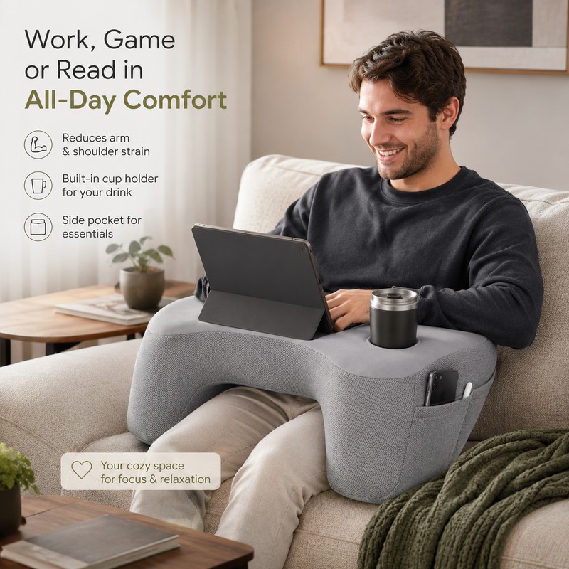 Gaming Lap Pillow for Sofa Comfort – Memory Foam Armrest