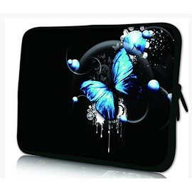 15"-15.6” inch Laptop Case Bag Pouch Protective Skin Cover Bag Water-Resistant Neoprene Notebook Computer Pocket Tablet Briefcase Multi-Color by Funky Planet Bags Cases (Blue Butterfly)