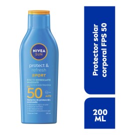 Protector Solar Corporal NIVEA SUN Protect & Refresh Sport En Loción FPS 50+ 200Ml, Rápida Absorción